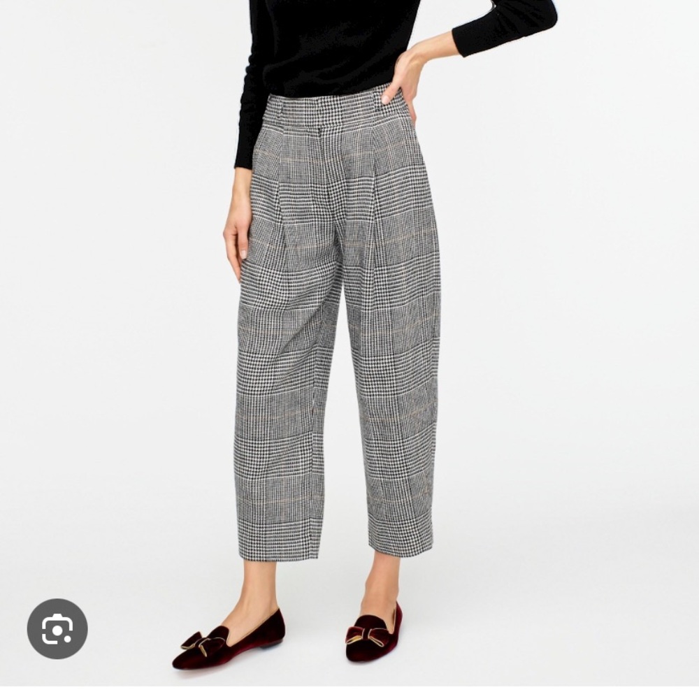 J Crew High Rise taper Glen Plaid Wool